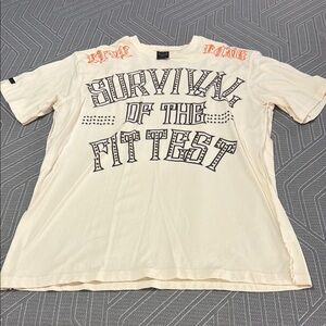 Vintage Blac LabelCream Graphic T-Shirt with Black and Orange Print